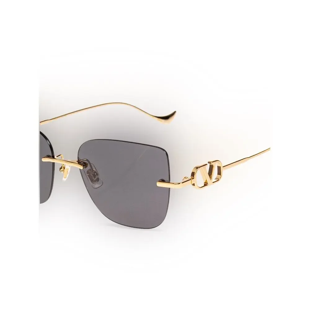New Valentino VG0033S 001 Gold Sunglasses Grey Lenses Authentic